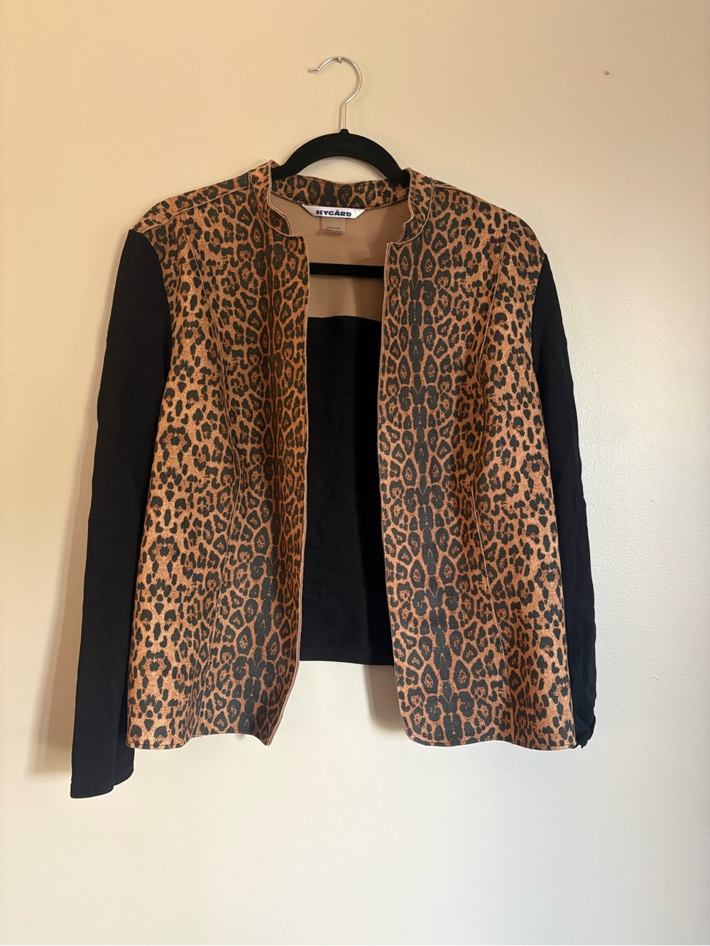 Peter Nygard Leopard Print Open Front Jacket in Brown and Black